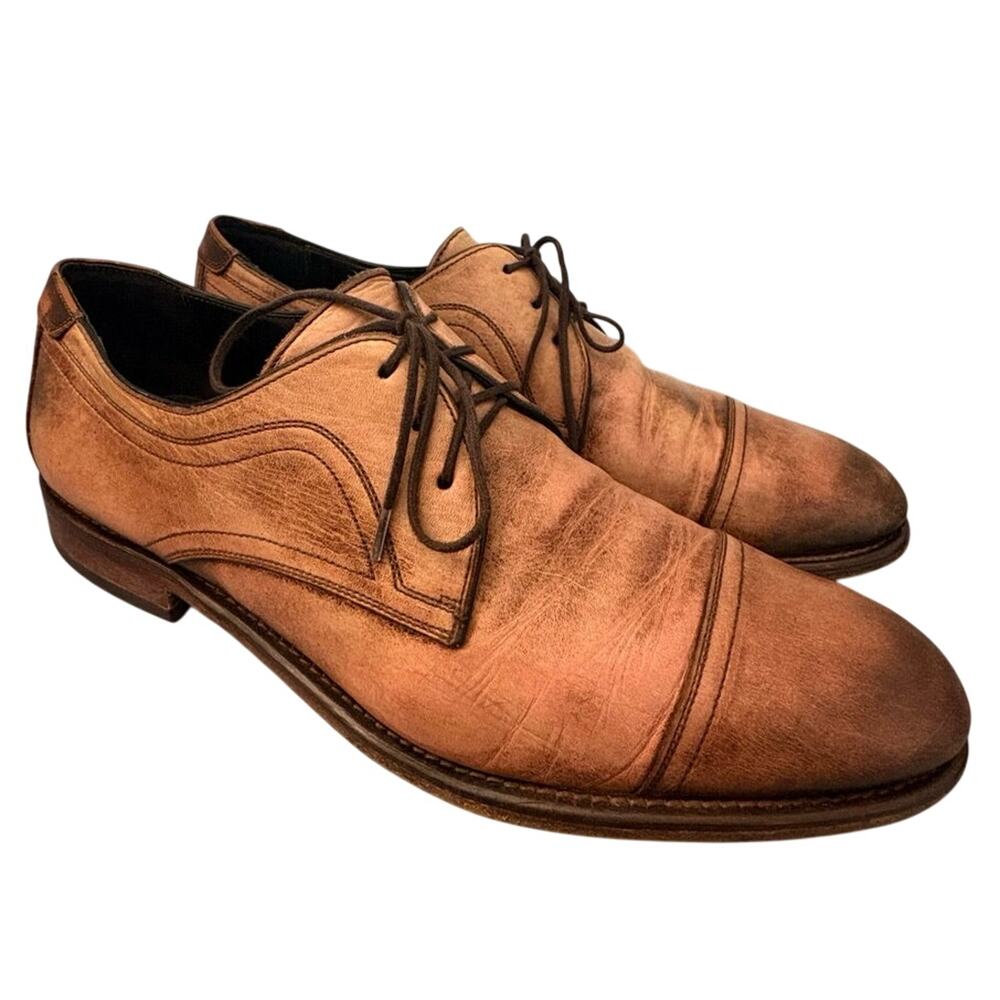 Johnston and Murphy Lught Brown Burnished Oxford. Shoe 11.5
